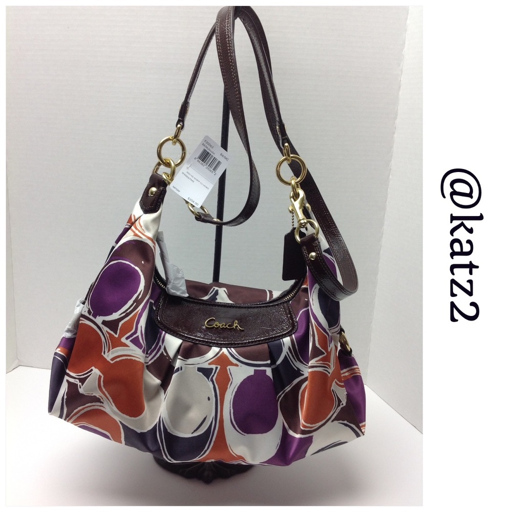 Coach Ashley Hand Drawn Scarf Print Convertible Hobo Purse